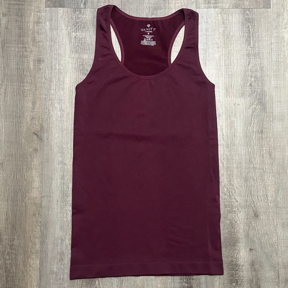 New Women's Small Eggplant Purple Vanity Racerback Tank Top